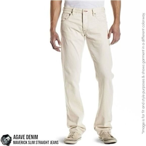 AGAVE DENIM MAVERICK SLIM STRAIGHT SELVAGE DENIM JEANS IN SUN BAKED BLUE 32 X 36 - Picture 10 of 12